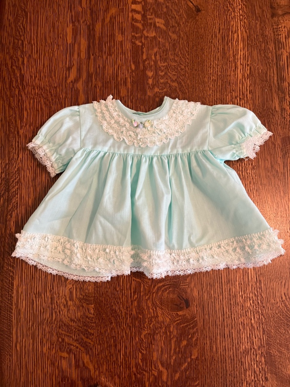 Vintage 90’s Light Blue Lace-Trim Baby Girl Top 12 Month